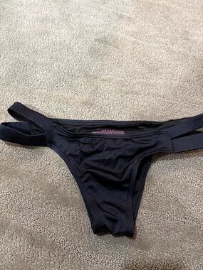 Victoria's Secret Black Bikini Bottom with Pink Logo Print